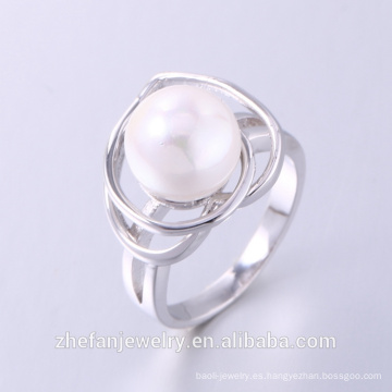 2018 último anillo de diseño de venta caliente con perla de agua anillo de plata 925